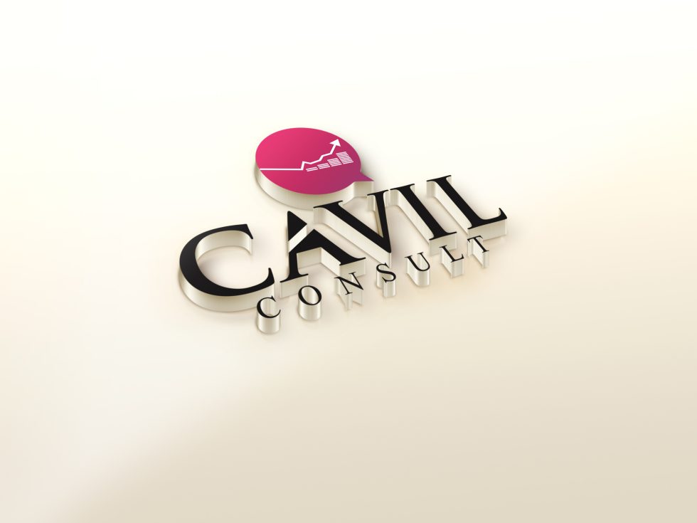 Cavil Consult brand identity applied across stationery and screens