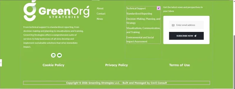 GreenOrg Strategies website, built and managed by Cavil Consult
