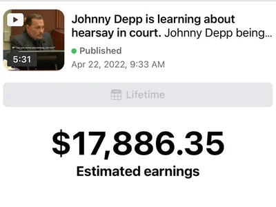 Monetised video: $17,886.35 estimated earnings