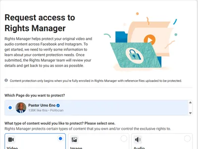 Rights Manager access request for a verified Page