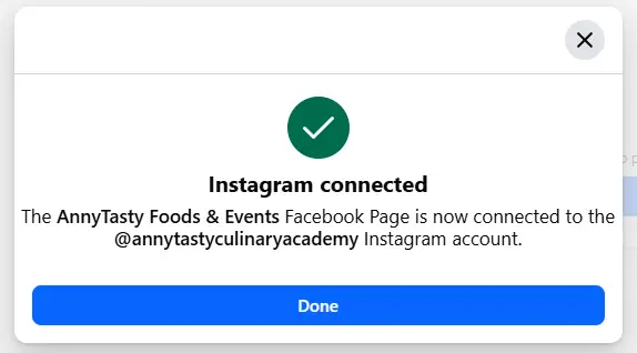 AnnyTasty Foods & Events: Facebook and Instagram connected