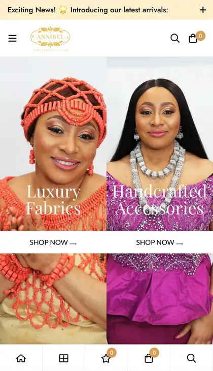 Annibel store on a phone: Luxury Fabrics and Handcrafted Accessories
