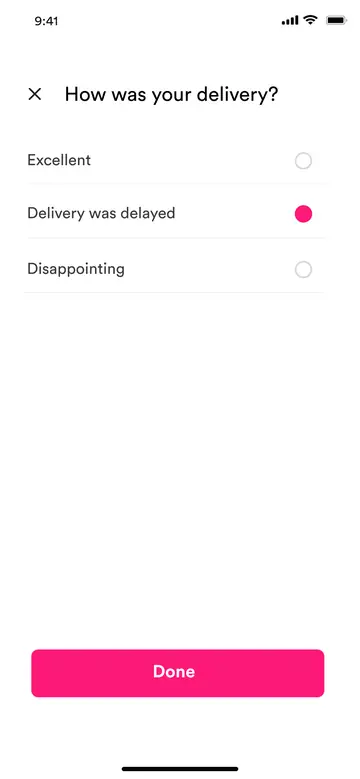 ExpressRyders customer app: rate your delivery