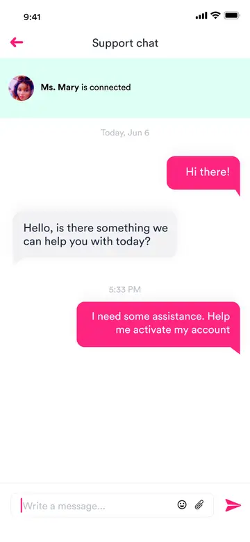 ExpressRyders rider app: support chat