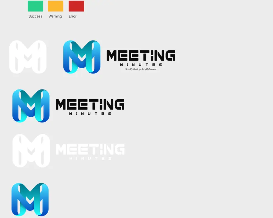Meeting Minutes logo versions and success, warning and error colours