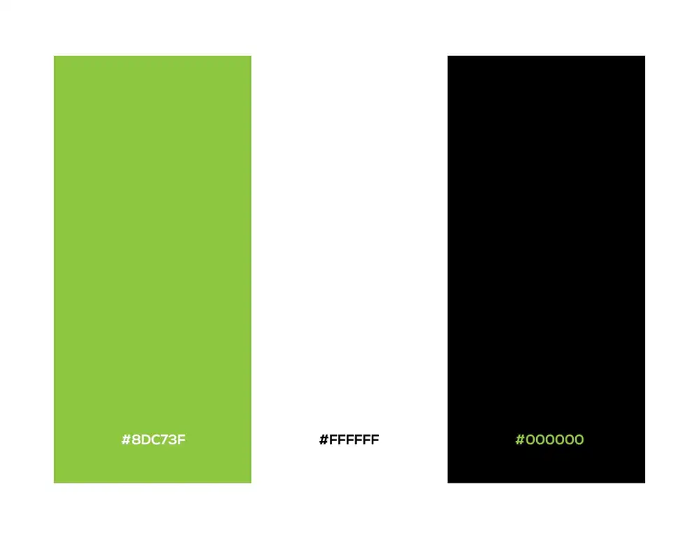 StubGuys colour palette: green #8DC73F, white and black