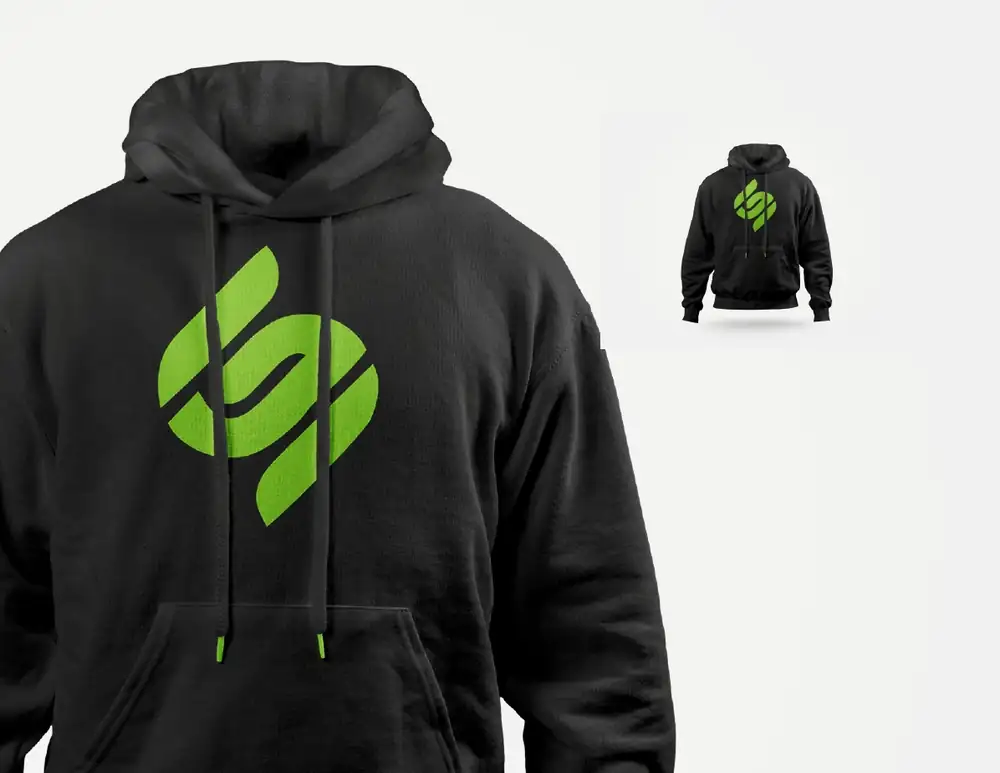 Black StubGuys hoodie with the green mark