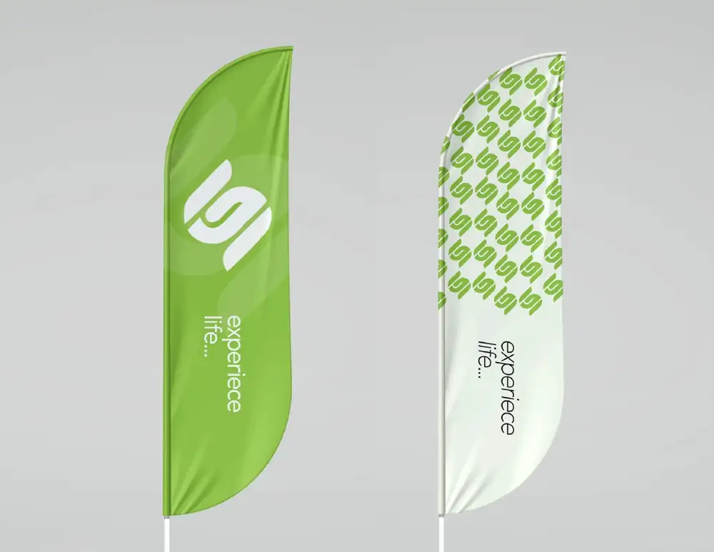 StubGuys feather flags with the brand pattern